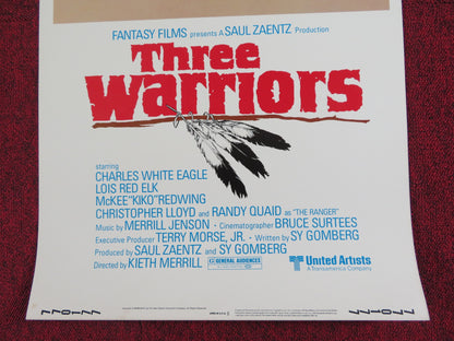 THREE WARRIORS US INSERT POSTER CHARLES WHITE EAGAL LOIS RED ELK 1977