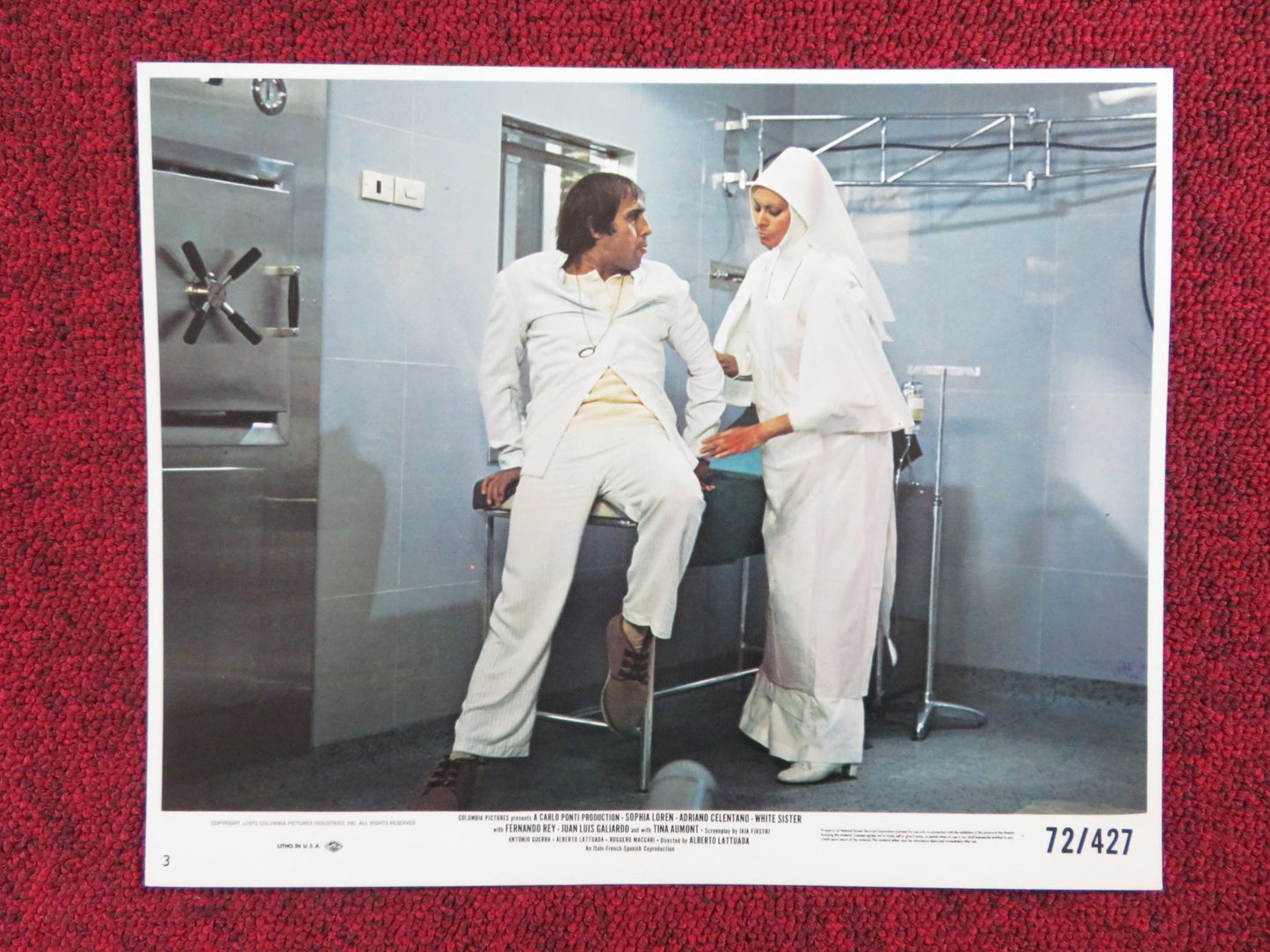 WHITE SISTER -  3 LOBBY CARD SOPHIA LOREN ADRIANO CELENTANO 1972