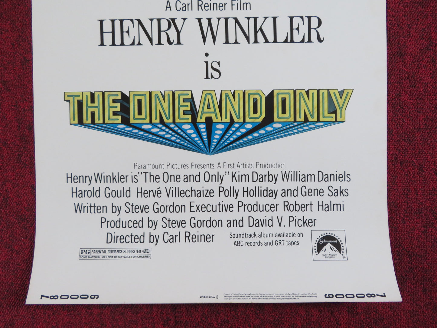 THE ONE AND ONLY US INSERT POSTER HENRY WINKLER KIN DARBY 1978