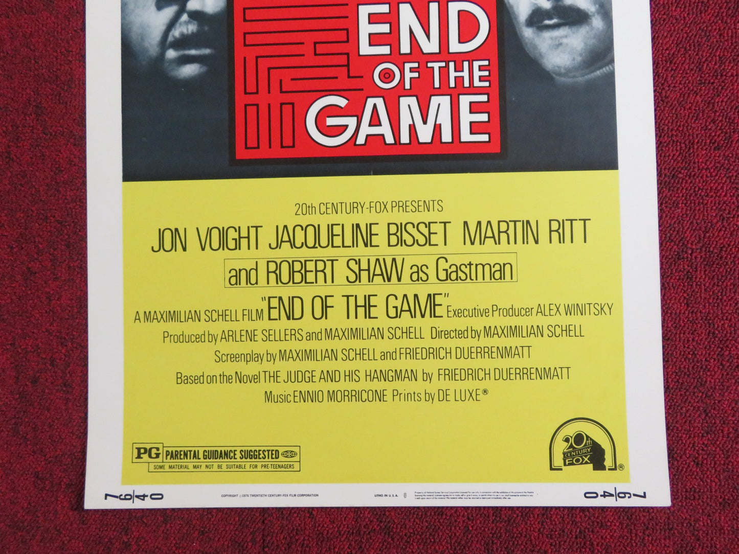 END OF THE GAME US INSERT POSTER JON VOIGH JACQUELINE BISSET 1976