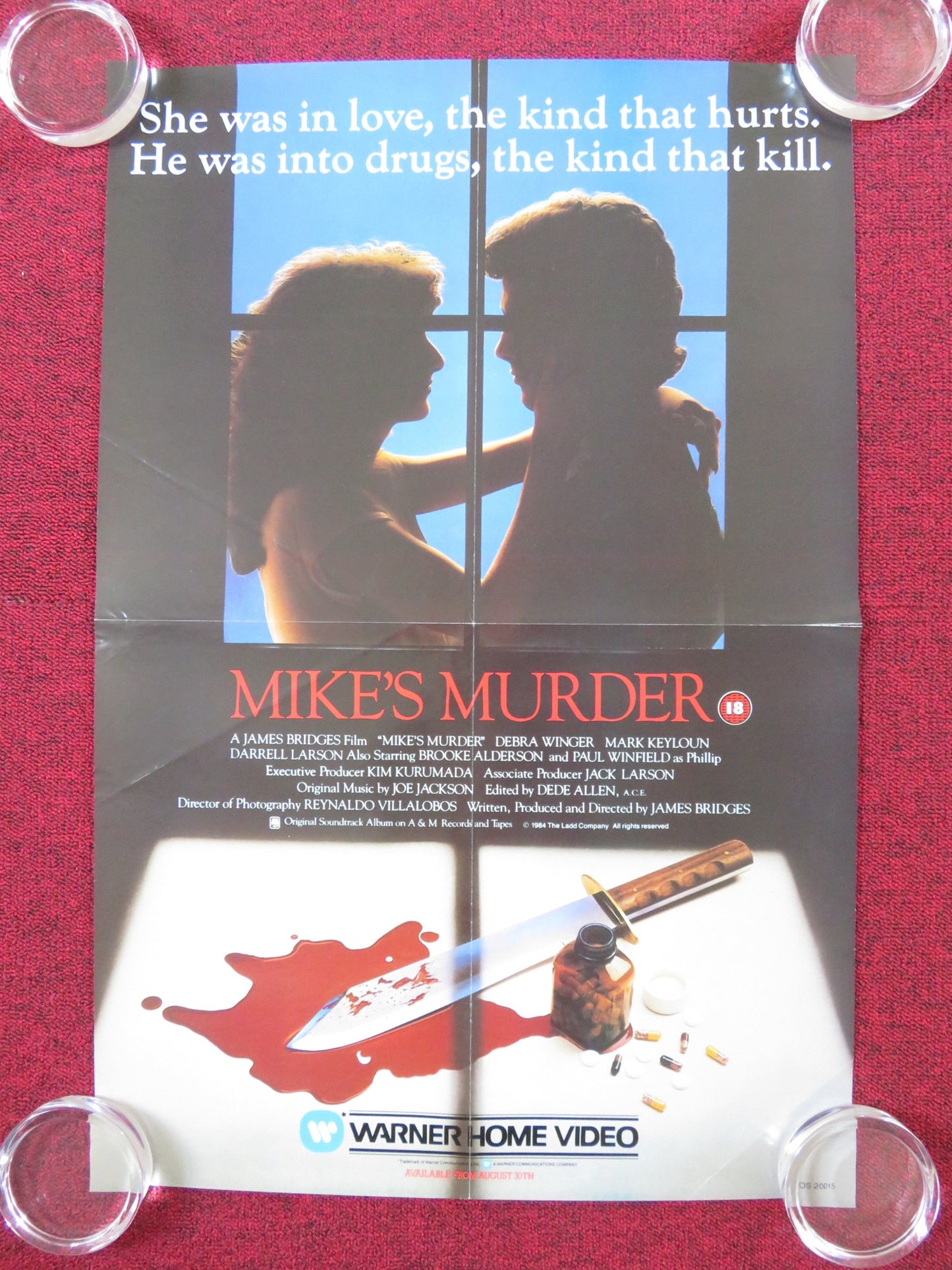 MIKE'S MURDER VHS VIDEO POSTER ROLLED DEBRA WINGER MARK LEYLOUN 1984