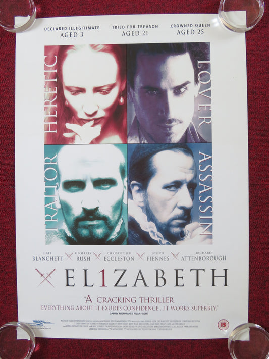 ELIZABETH VHS VIDEO POSTER ROLLED CATE BLANCHETT JOSEPH FIENNES 1998