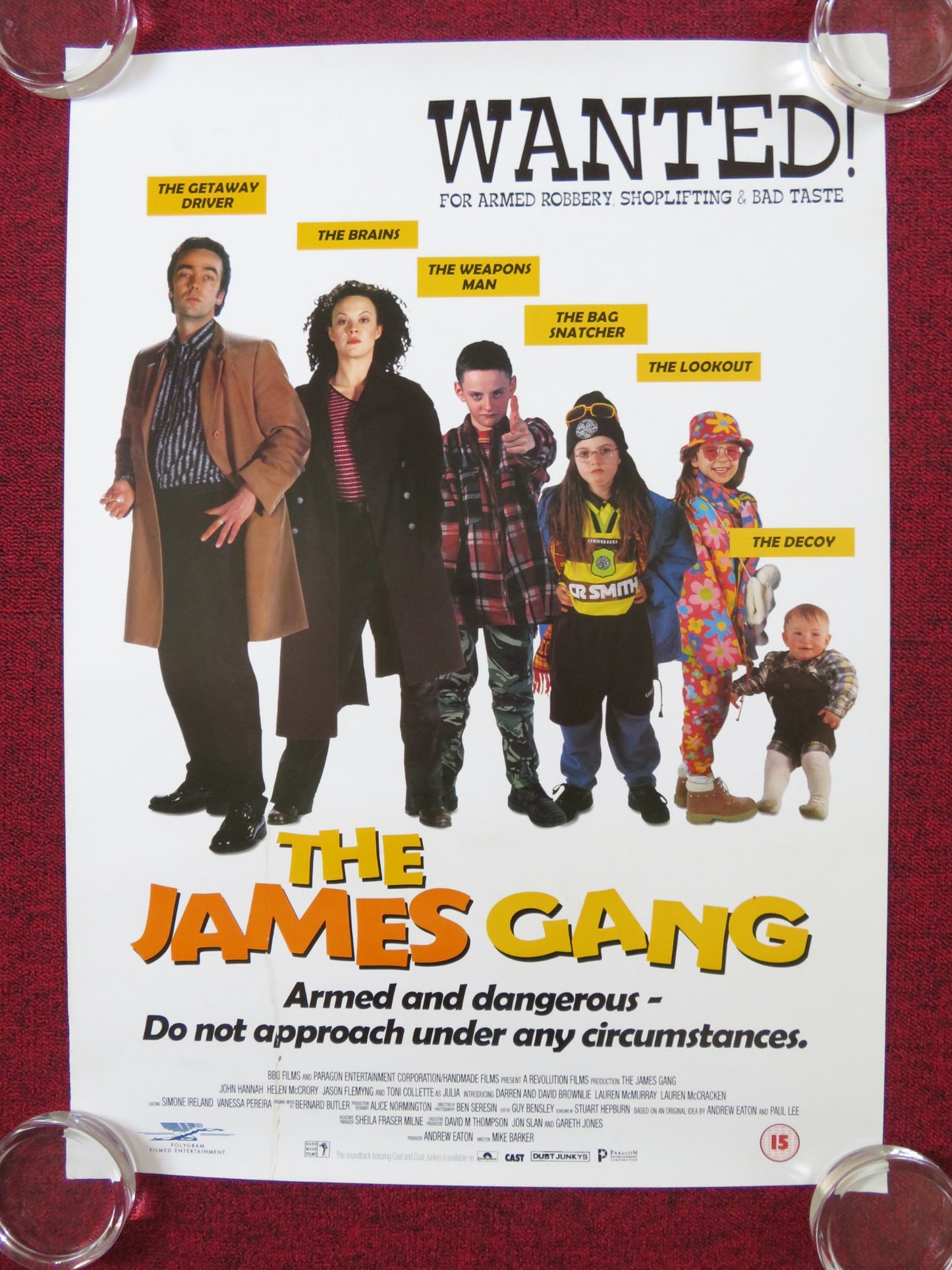 THE JAMES GANG VHS VIDEO POSTER ROLLED JOHN HANNAH HELEN MCCRORY 1997