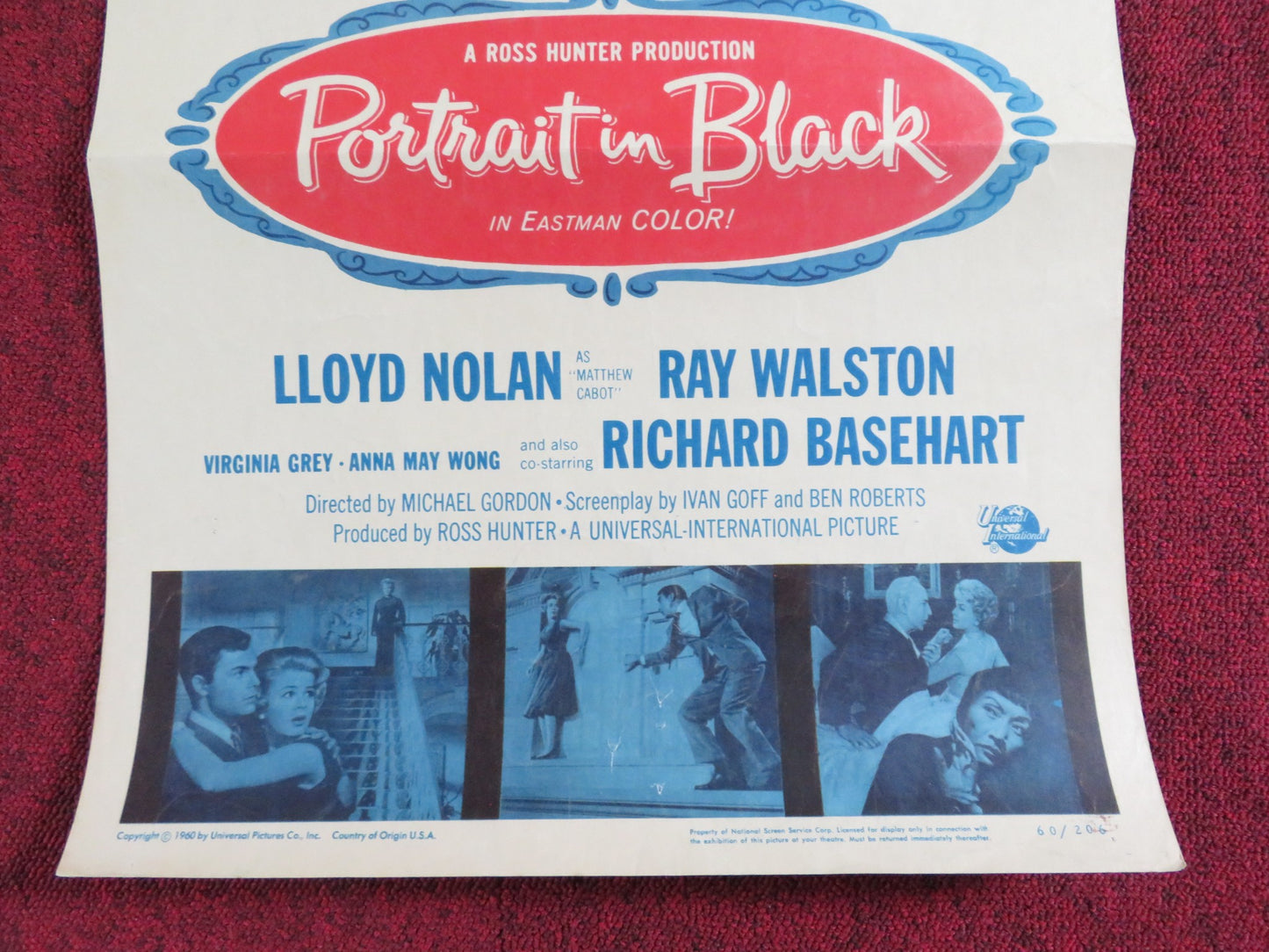 PORTRAIT IN BLACK US INSERT POSTER LANA TURNER ANTHONY QUINN 1960