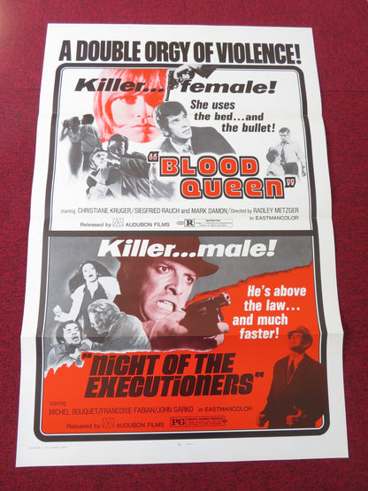 BLOOD QUEEN / NIGHT OF THE EXCUTIONERS US TRI FOLDED ONE SHEET ROLLED POSTER '73