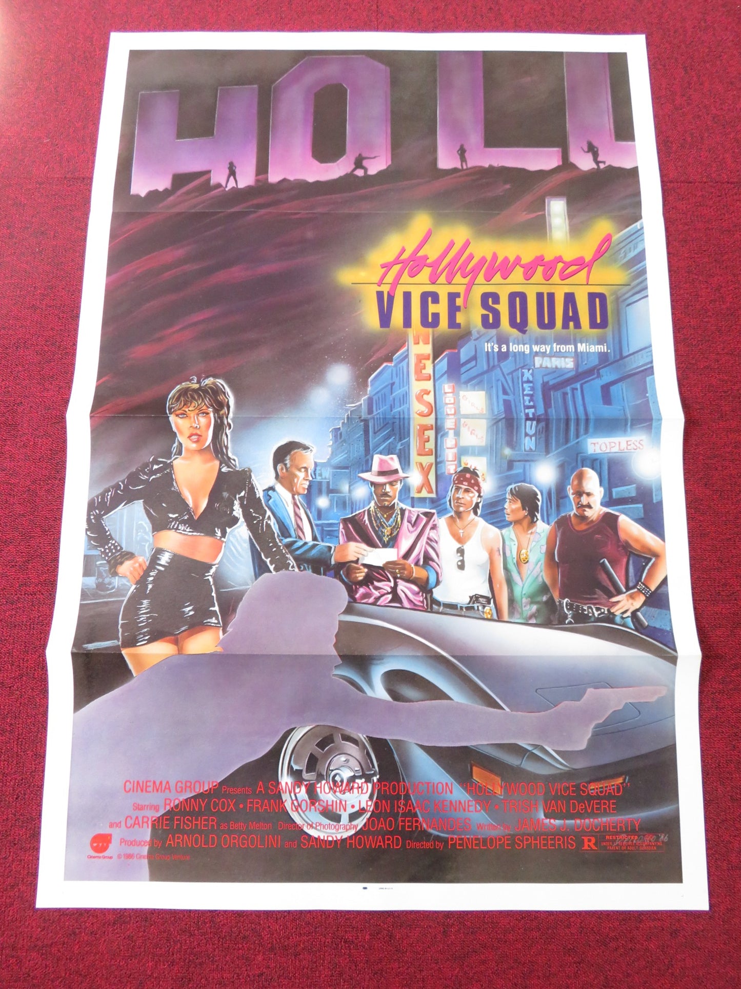 HOLLYWOOD VICE SQUAD US TRI FOLDED ONE SHEET ROLLED POSTER RONNY COX 1986