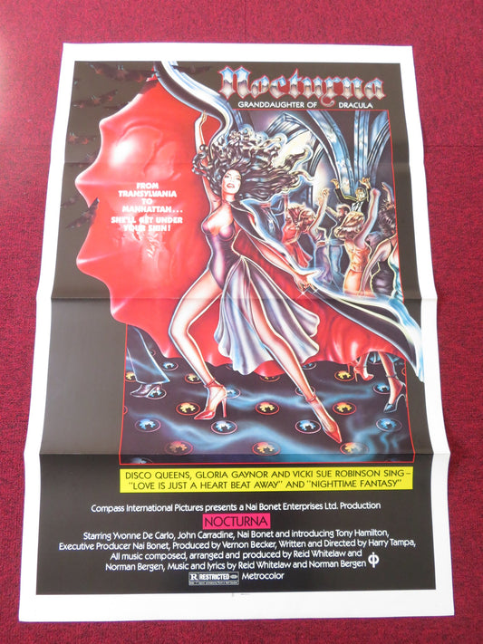 NOCTURNA US TRI FOLDED ONE SHEET ROLLED POSTER NAI BONET JOHN CARRADINE 1979