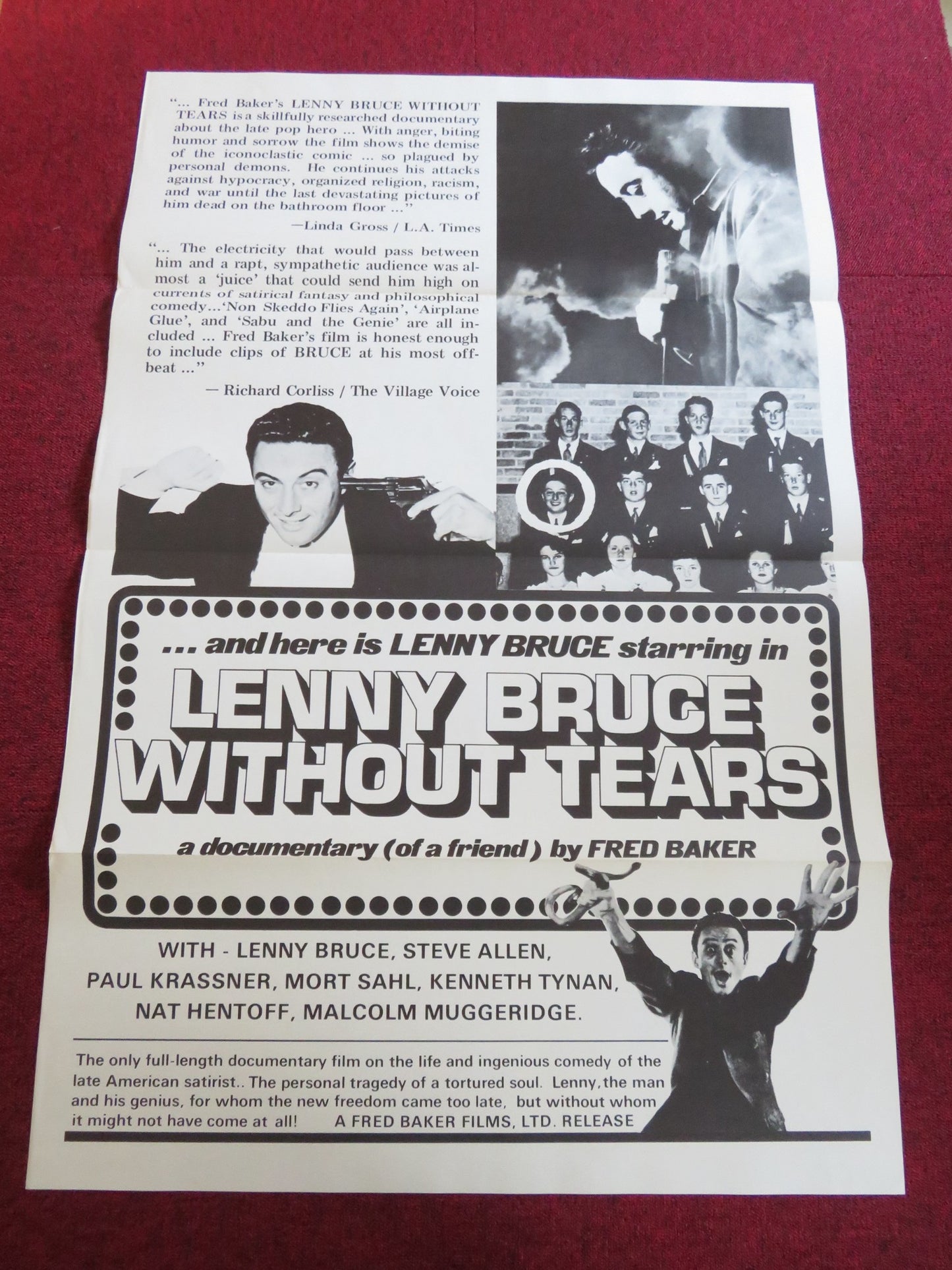 LENNY BRUCE WITHOUT TEARS US TRI FOLDED ONE SHEET ROLLED POSTER STEVE ALLEN 1972