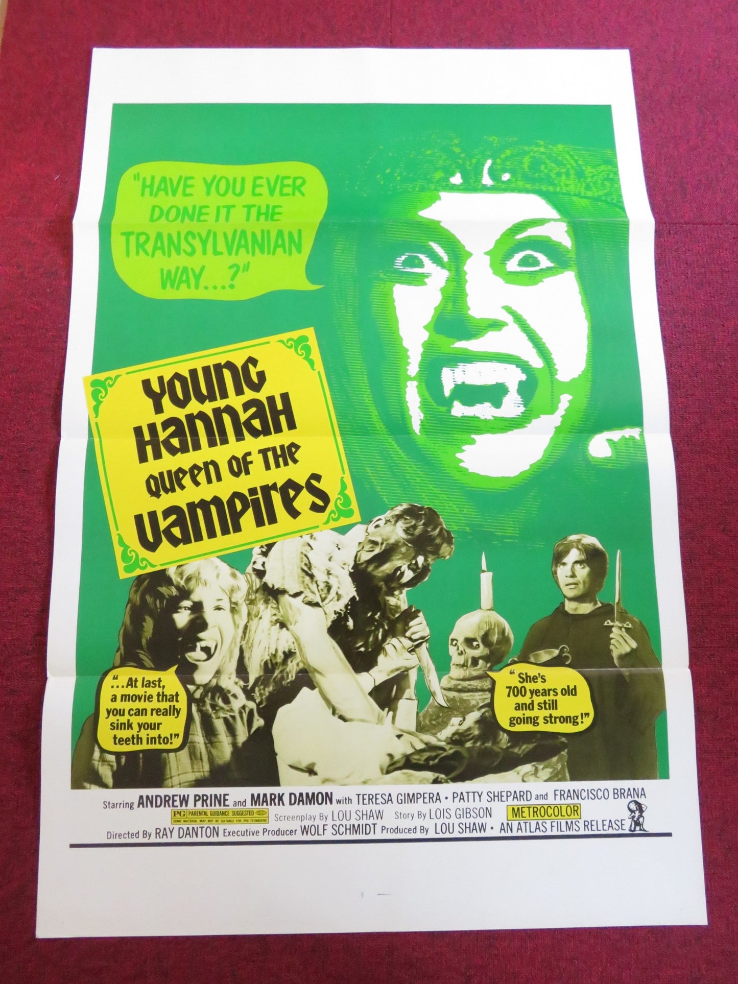 CRYPT OF THE LIVING DEAD US TRI FOLDED ONE SHEET ROLLED POSTER ANDREW PINE 1973