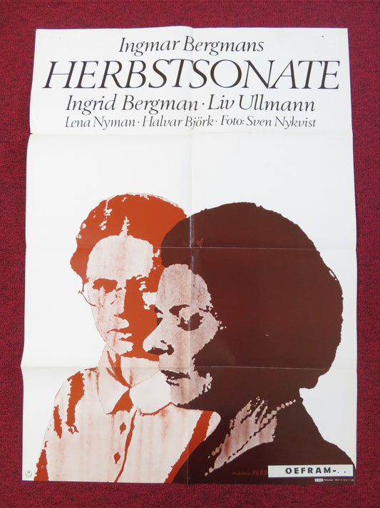 AUTUMN SONATA GERMAN A1 POSTER FOLDED INGRID BERGMAN LIV ULLMAN 1978