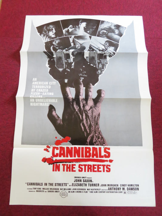 CANNIBAL APOCALYPSE US TRI FOLDED ONE SHEET ROLLED POSTER J. SAXON 1982