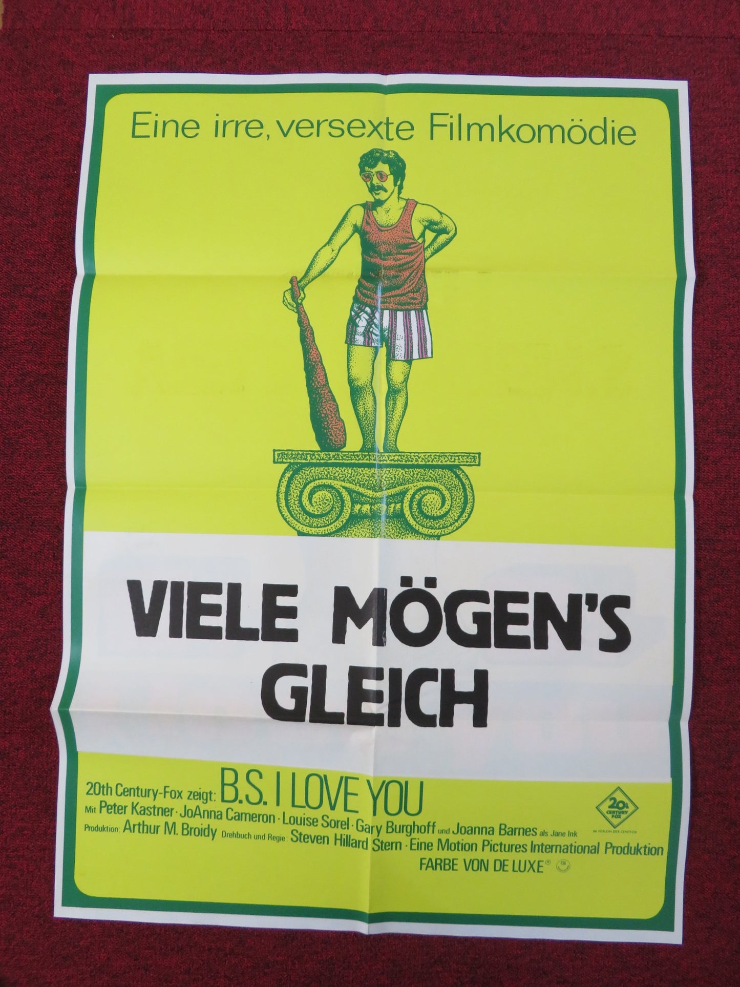 B.S. I LOVE YOU GERMAN A1 POSTER FOLDED PETER KASTNER JOANNA CAMERON 1971