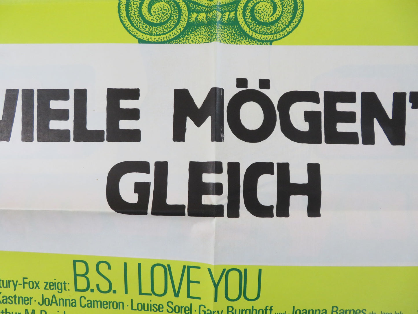 B.S. I LOVE YOU GERMAN A1 POSTER FOLDED PETER KASTNER JOANNA CAMERON 1971