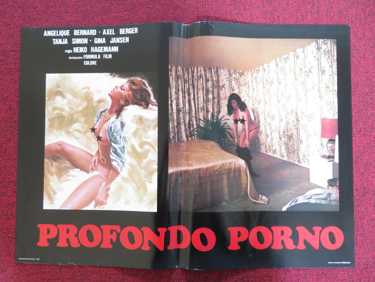 PROFONDO PORNO - A ITALIAN FOTOBUSTA POSTER ANGELIQUE BERNARD AXEL BERGER 1977