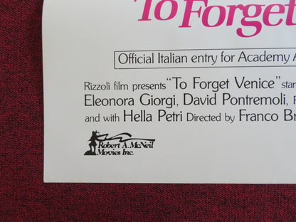 TO FORGET VENICE US TRI FOLDED ONE SHEET ROLLED POSTER ERLAND JOSEPHSON 1980