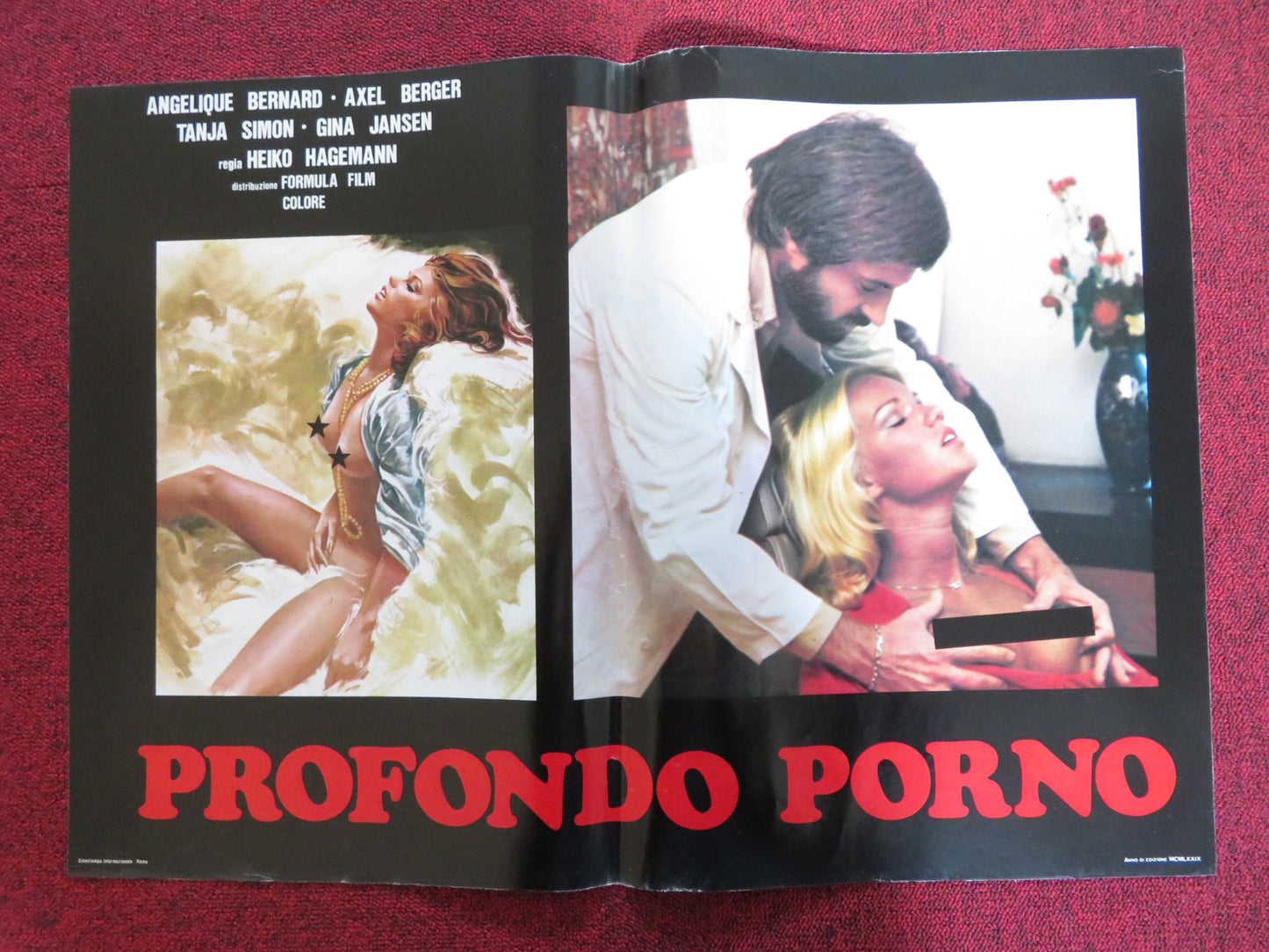 PROFONDO PORNO - D ITALIAN FOTOBUSTA POSTER ANGELIQUE BERNARD AXEL BERGER 1977