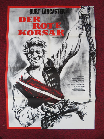 THE CRIMSON PIRATE GERMAN A1 POSTER FOLDED BURT LANCASTER NICK CRAVAT R1970