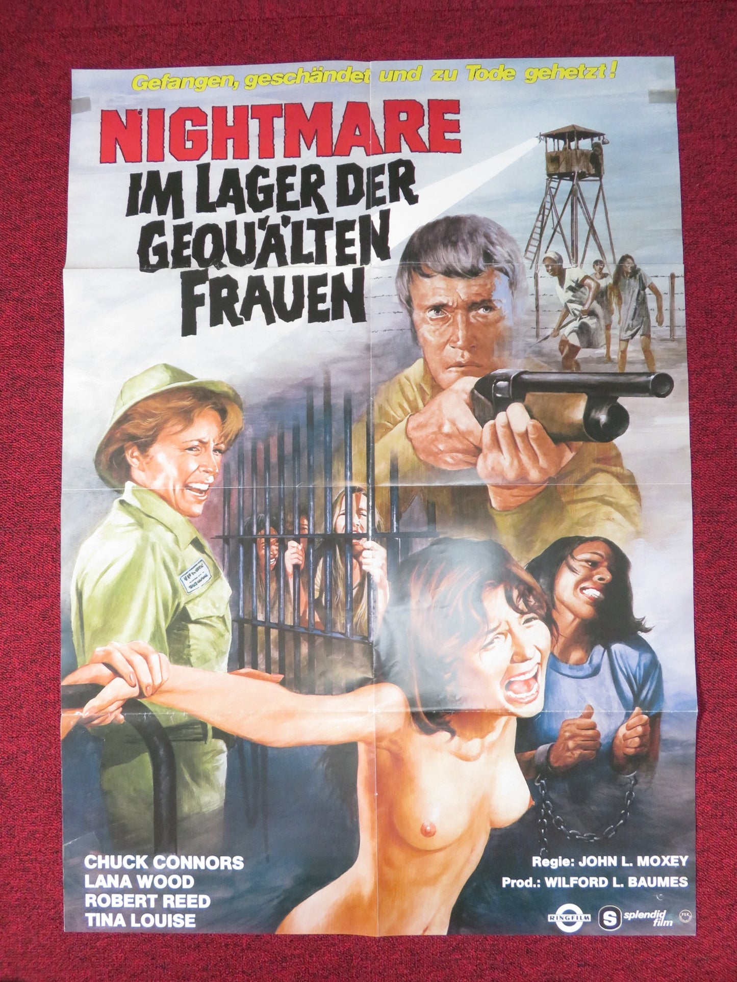 NIGHTMARE IN BADHAM COUNTY GERMAN A1 POSTER FOLDED CHUCK CONNORS LANA WOOD 1976