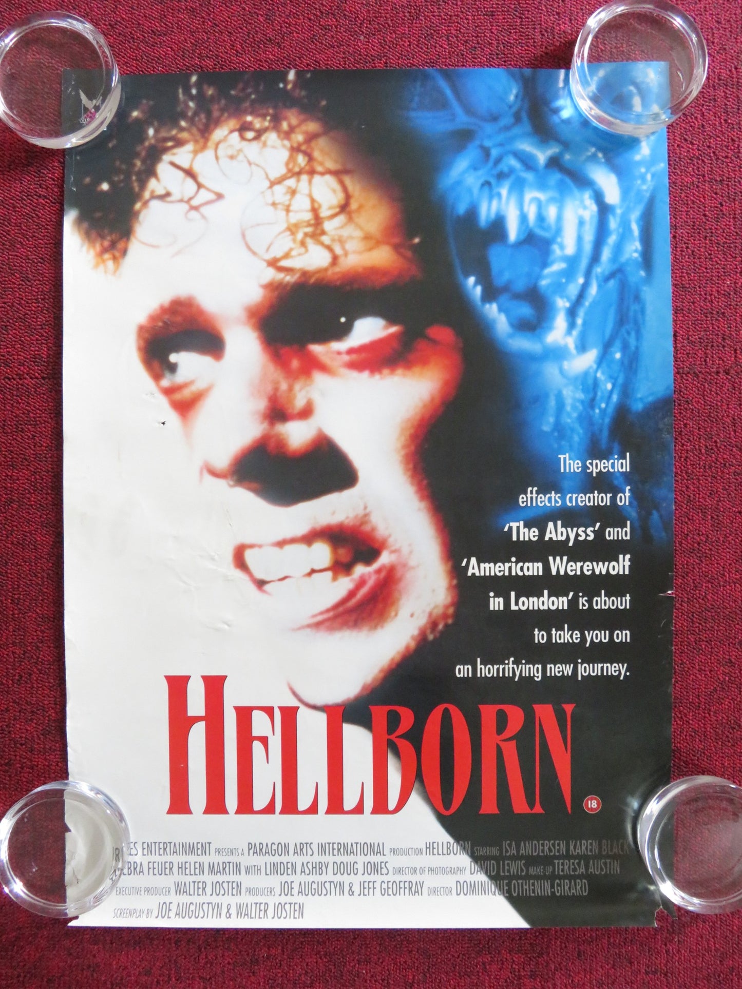 HELLBORN / NIGHT ANGEL VHS VIDEO POSTER KAREN BLACK LINDEN ASHBY 1990