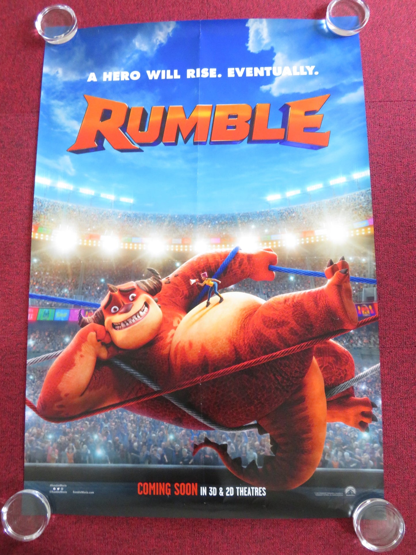 RUMBLE US ONE SHEET ROLLED POSTER WILL ARNETT GERALDINE VISWANATHAN 2021