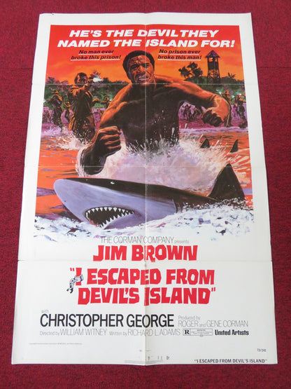 I ESCAPED FROM DEVIL'S ISLAND FOLDED US ONE SHEET POSTER JIM BROWN 1973