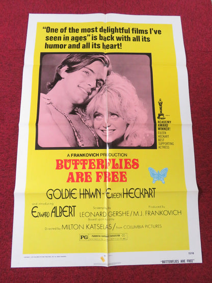 BUTTERFLIES ARE FREE FOLDED US ONE SHEET POSTER GOLDIE HAWN EDWARD ALBERT 1972