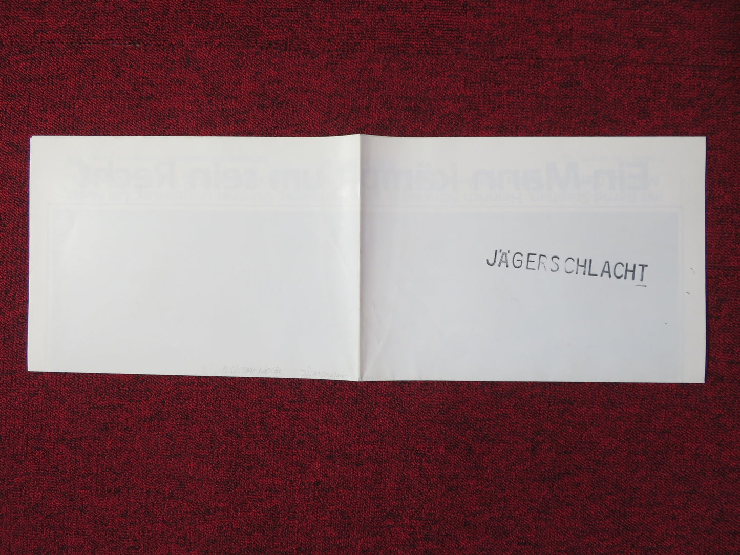 JAGERSCHLACHT GERMAN A1 POSTER FOLDED BERND STEPHAN HEINRICH SCHWEIGER 1982