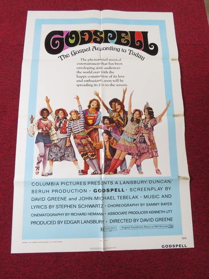 GODSPELL FOLDED US ONE SHEET POSTER VICTOR GARBER KATIE HANLEY 1973