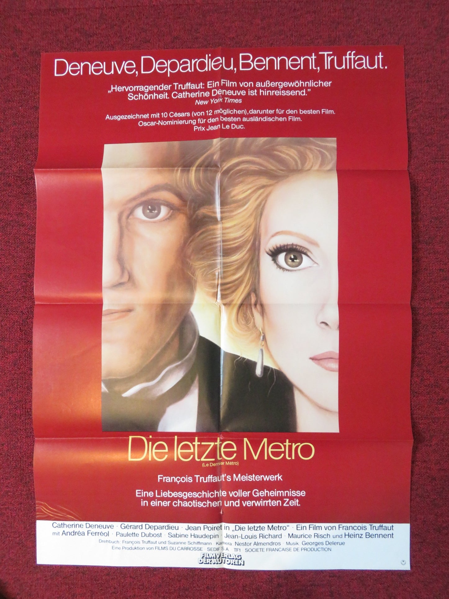 THE LAST METRO GERMAN A1 POSTER FOLDED CATHERINE DENEUVE GERARD DEPARDIEU 1981