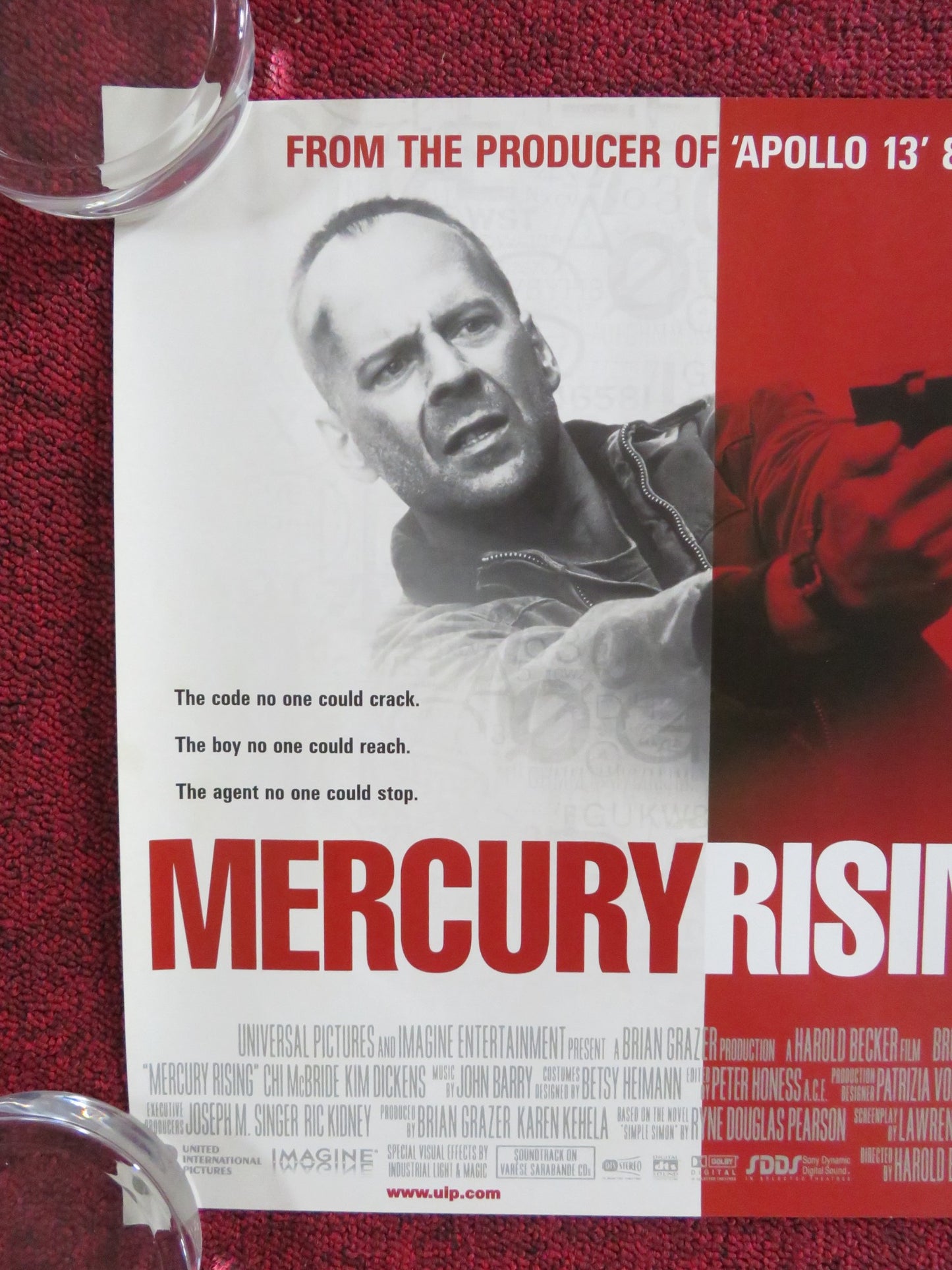 MERCURY RISING UK MINI QUAD POSTER BRUCE WILLIS ALEC BALDWIN 1998