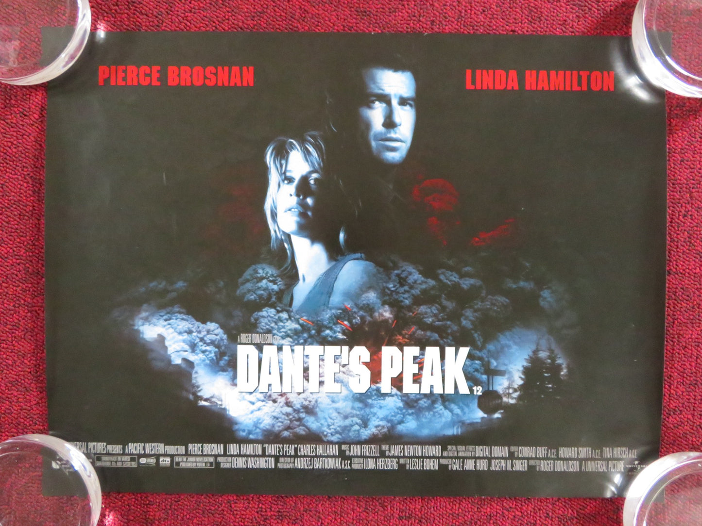 DANTE'S PEAK UK MINI QUAD POSTER PIERCE BROSNAN LINDA HAMILTON 1997