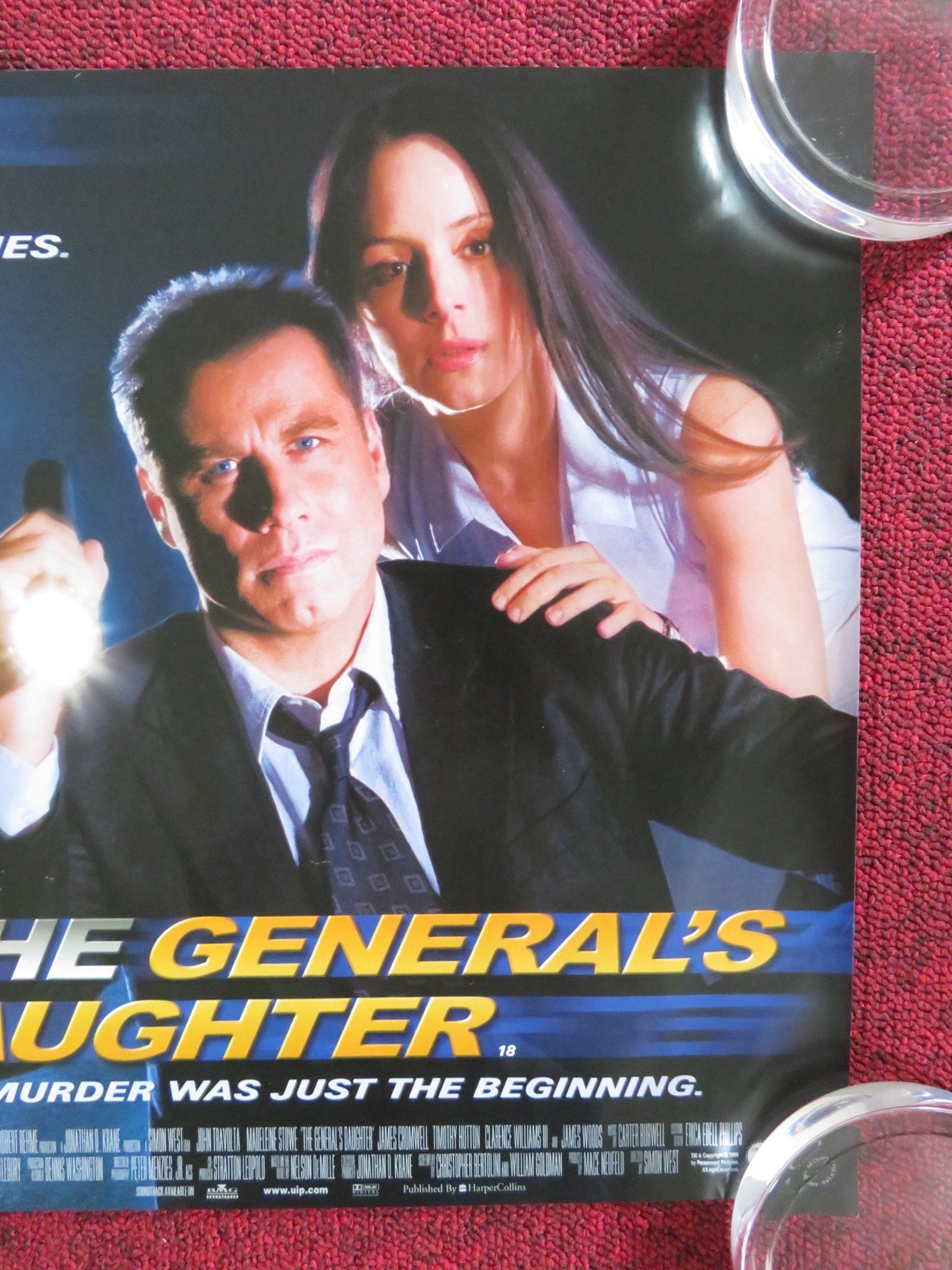 THE GENERAL'S DAUGHTER UK MINI QUAD POSTER JOHN TRAVOLTA MADELEINE STOWE 1999