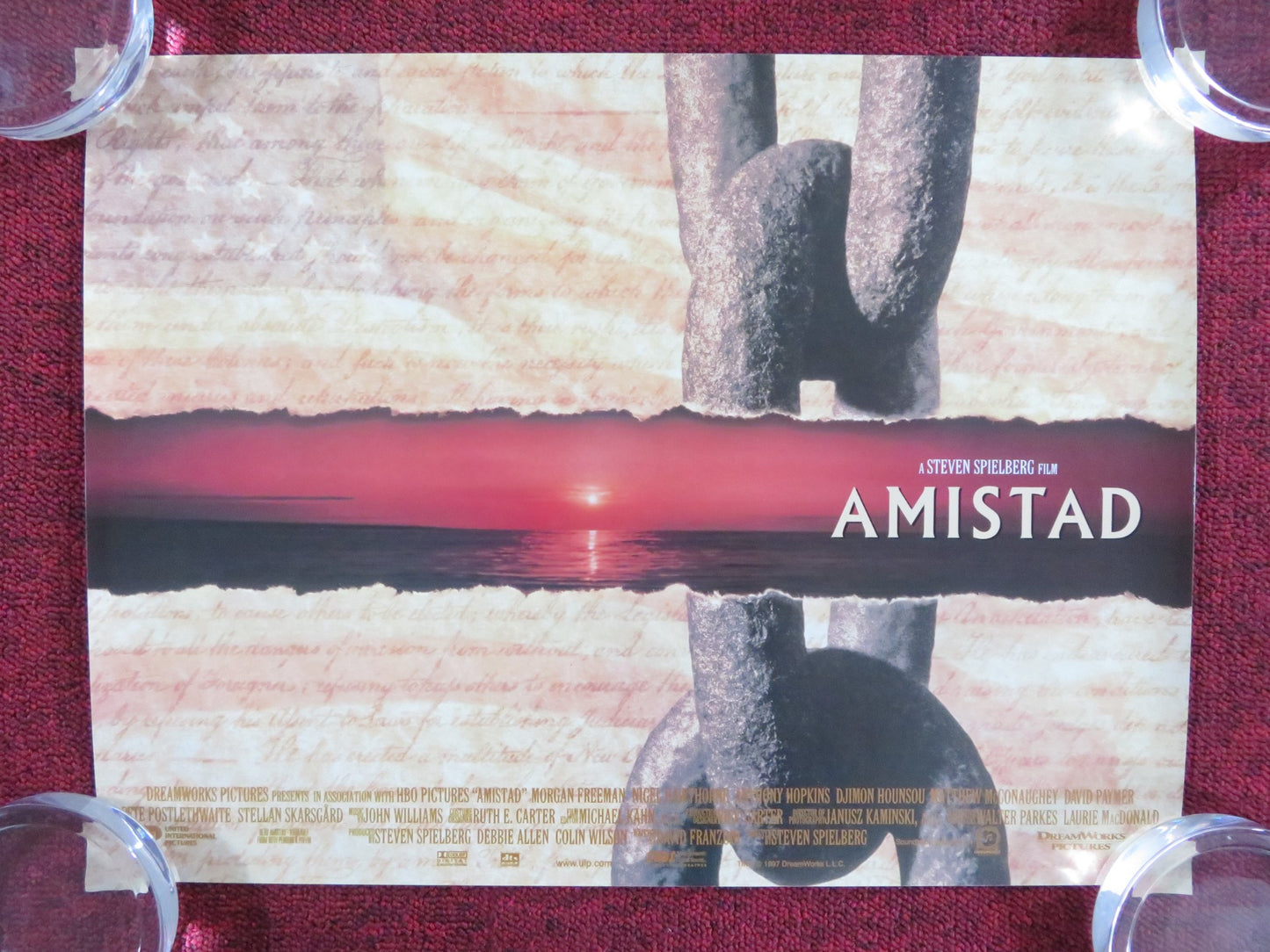 AMISTAD UK MINI QUAD POSTER MORGAN FREEMAN NIGEL HAWTHORNE 1997