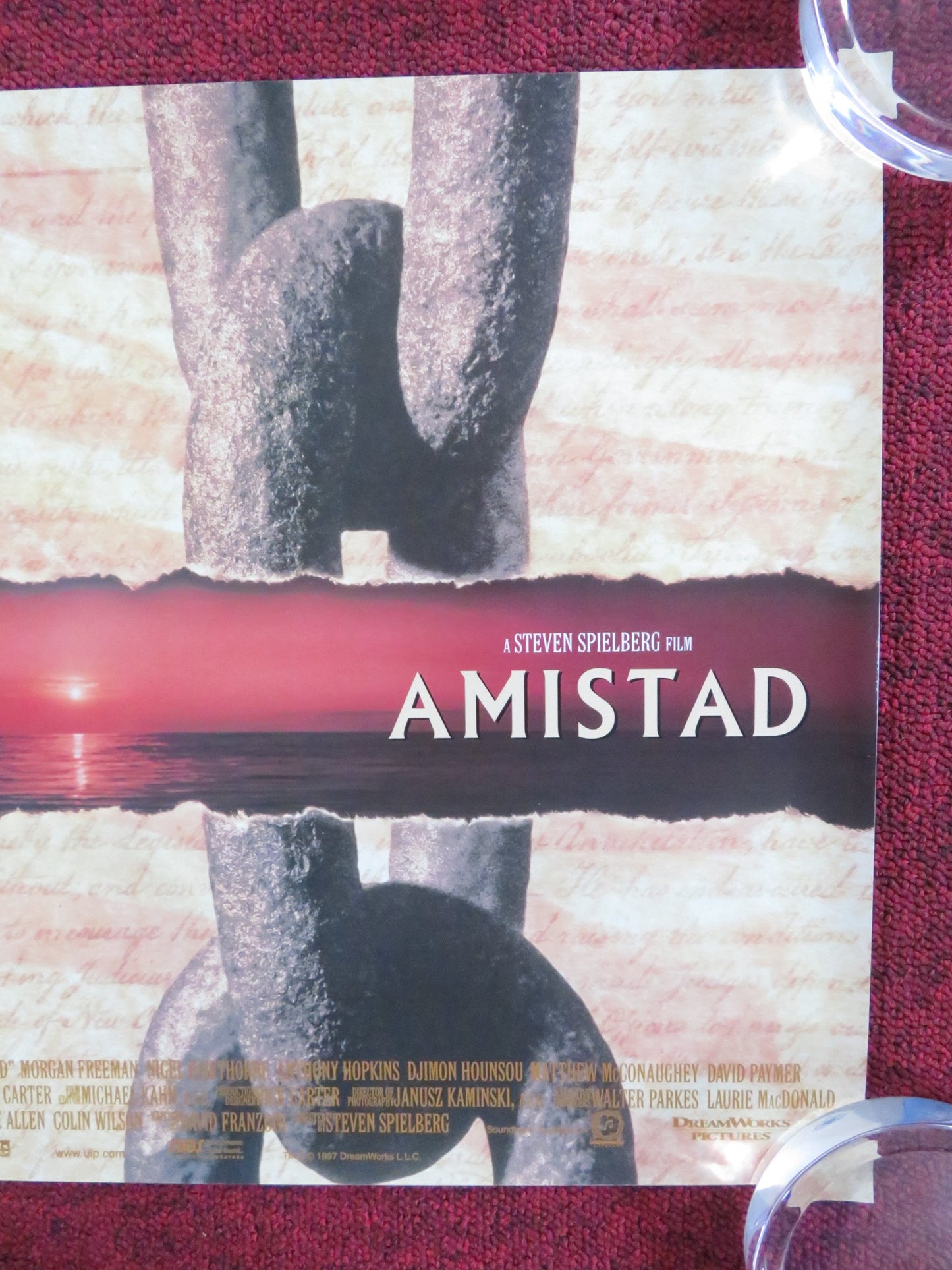 AMISTAD UK MINI QUAD POSTER MORGAN FREEMAN NIGEL HAWTHORNE 1997