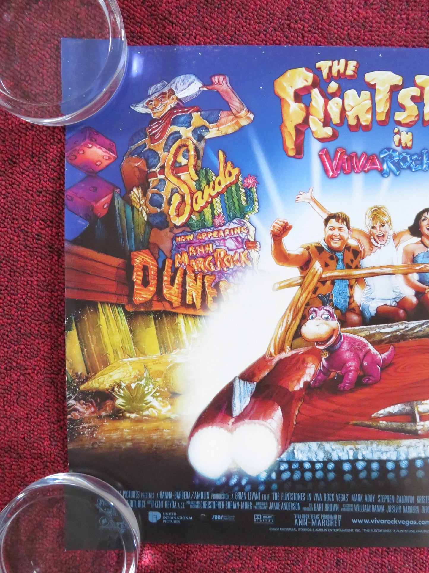 THE FLINTSTONES IN VIVA ROCK VEGAS UK MINI QUAD POSTER MARK ADDY S. BALDWIN 2000