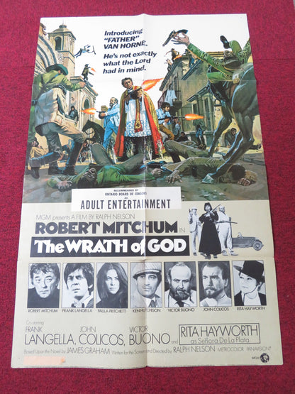 THE WRATH OF GOD FOLDED US ONE SHEET POSTER ROBERT MITCHUM FRANK LANGELLA 1972