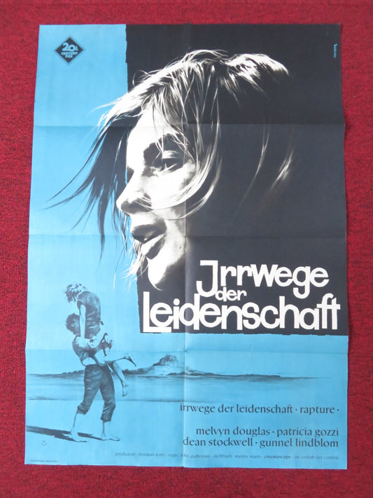 RAPTURE GERMAN A1 POSTER FOLDED MELVYN DOUGLAS PATRICIA GOZZI 1966