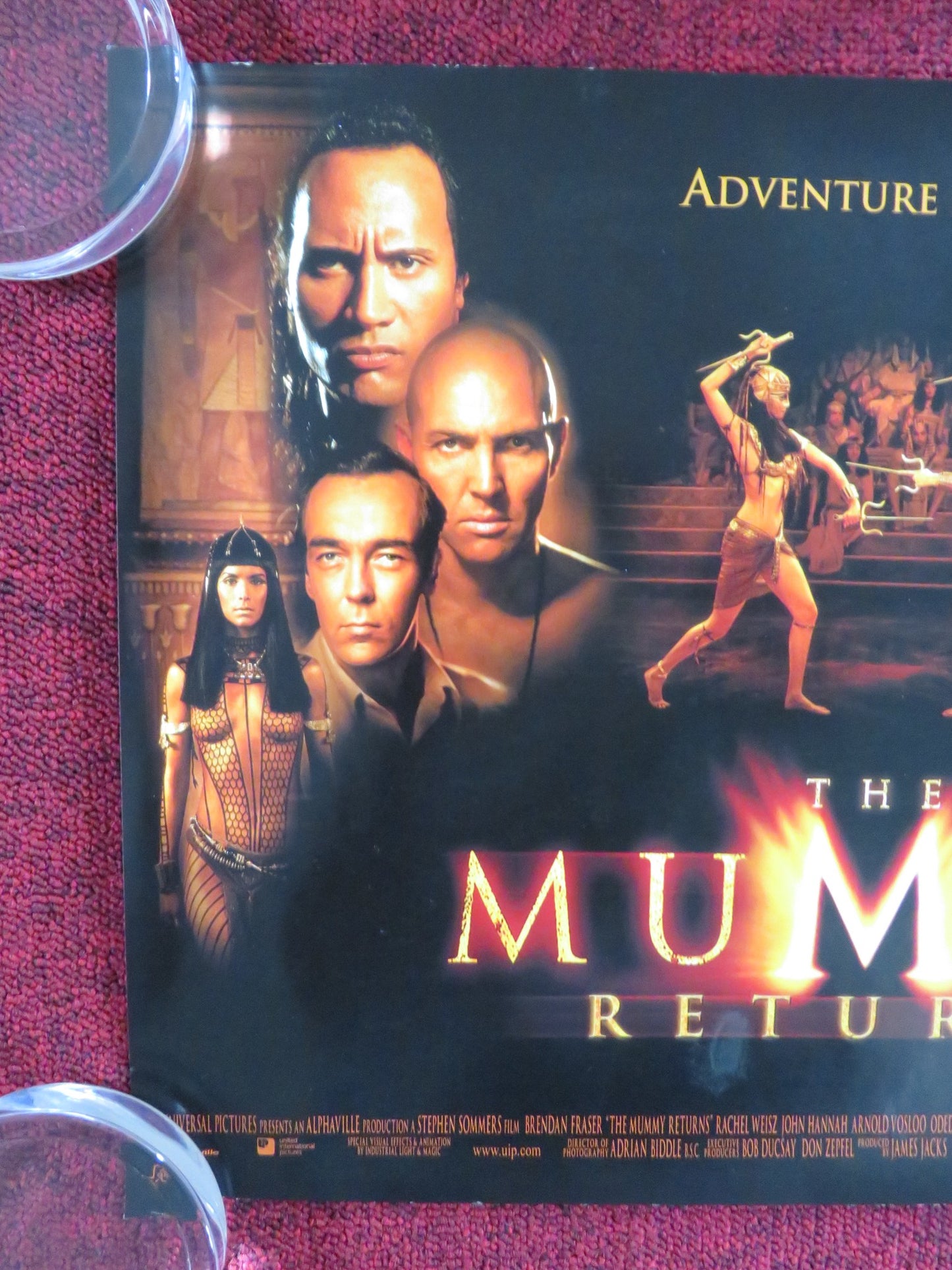 THE MUMMY RETURNS UK MINI QUAD POSTER BRANDON FRASER RACHEL WEISZ 2001