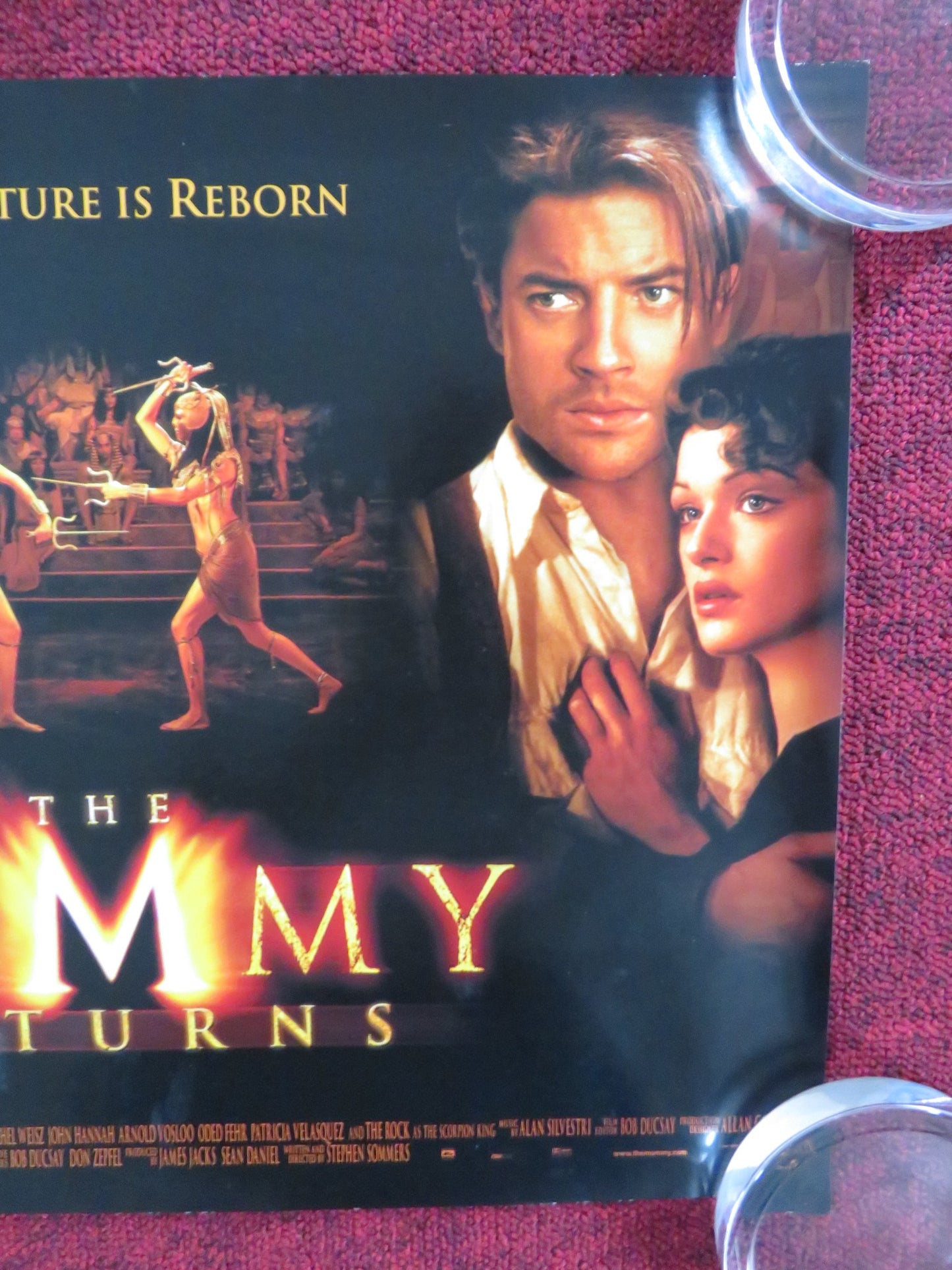 THE MUMMY RETURNS UK MINI QUAD POSTER BRANDON FRASER RACHEL WEISZ 2001