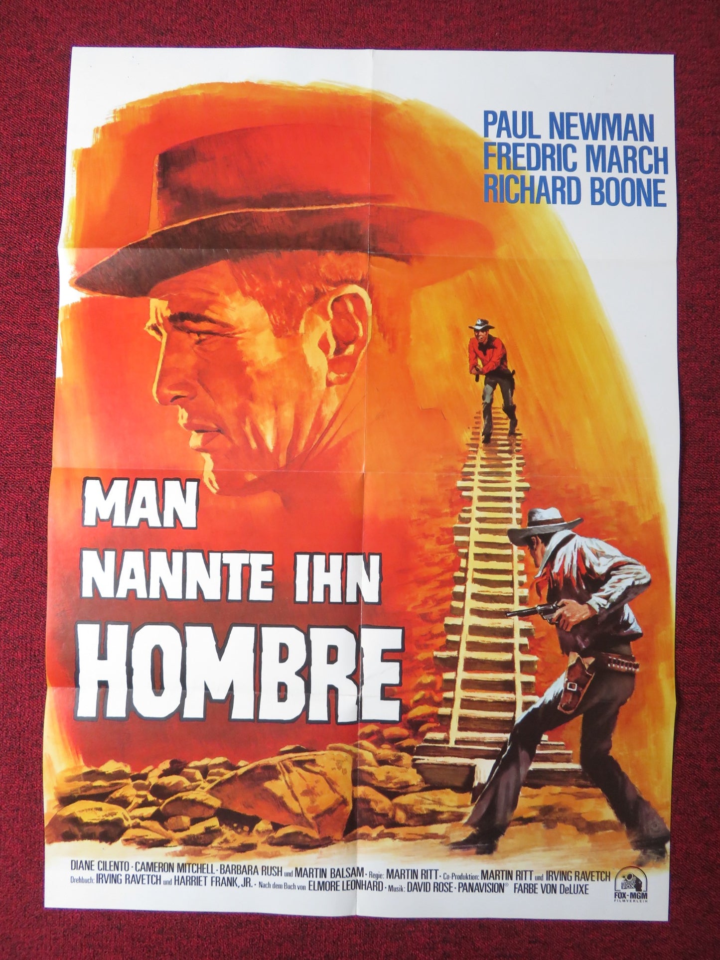 HOMBRE - B GERMAN A1 POSTER FOLDED PAUL NEWMAN FREDERIC MARCH R1970s