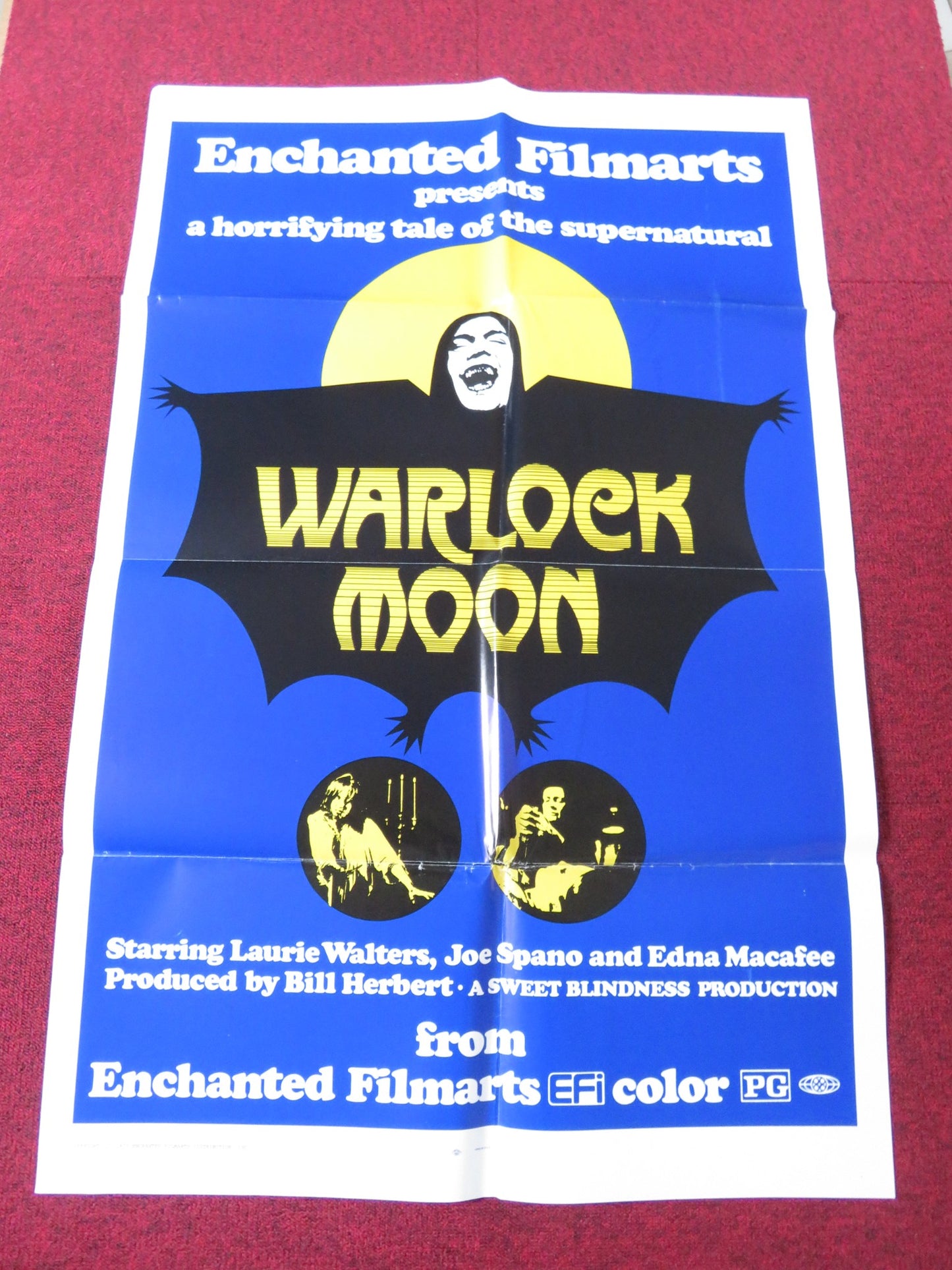 WARLOCK MOON FOLDED US ONE SHEET POSTER LAURIE WALTERS JOE SPANO 1973