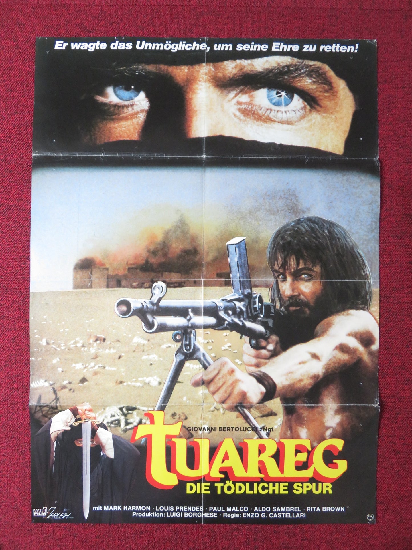 TUAREG: THE DESERT WARRIOR GERMAN A1 POSTER FOLDED MARK HARMON LUIS PRENDES 1984