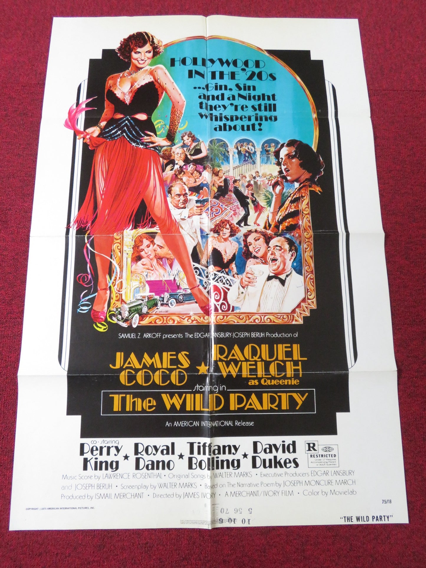 THE WILD PARTY FOLDED US ONE SHEET POSTER RAQUEL WELCH JAMES COCO 1975