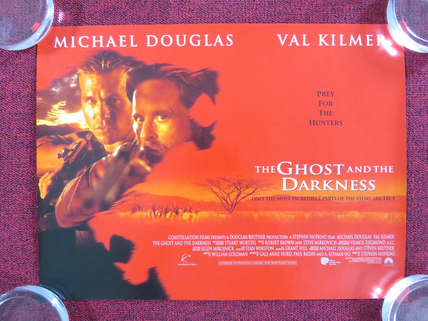 THE GHOST AND THE DARKNESS UK MINI QUAD POSTER MICHAEL DOUGLAS VAL KILMER 1996