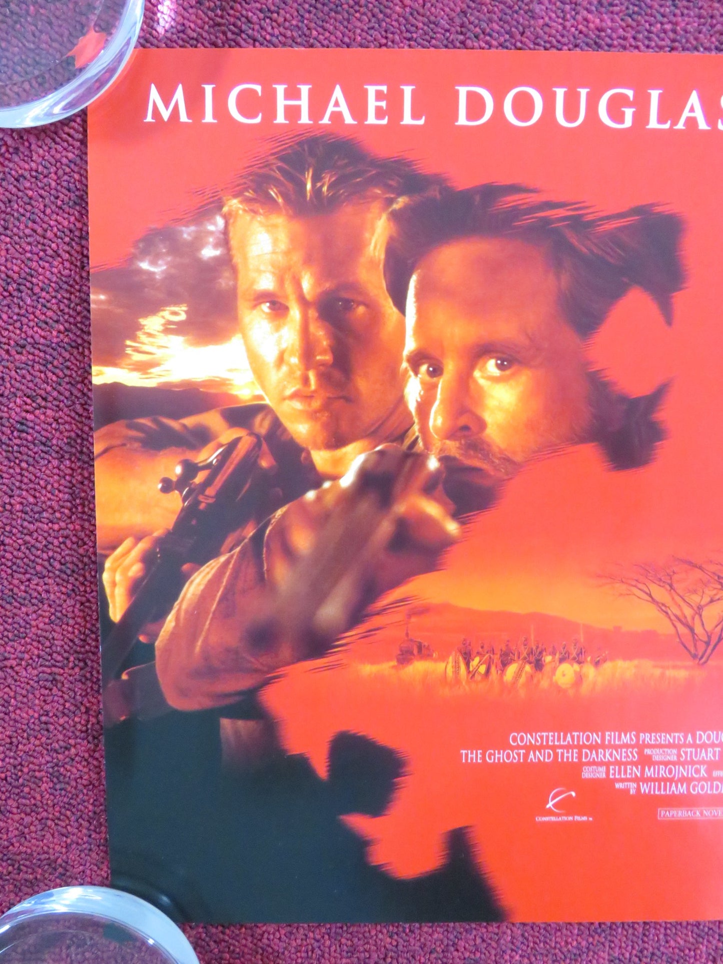 THE GHOST AND THE DARKNESS UK MINI QUAD POSTER MICHAEL DOUGLAS VAL KILMER 1996