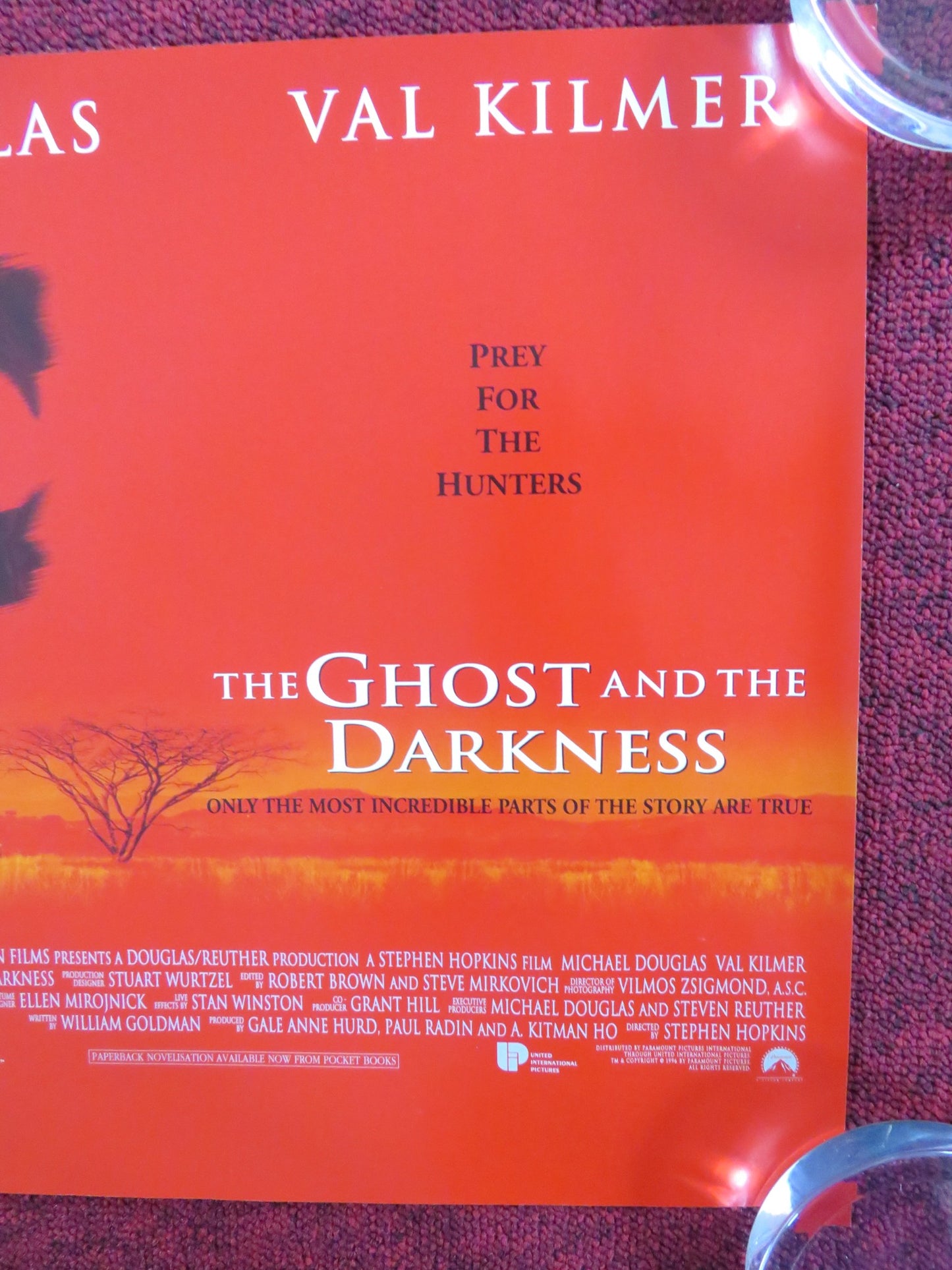 THE GHOST AND THE DARKNESS UK MINI QUAD POSTER MICHAEL DOUGLAS VAL KILMER 1996