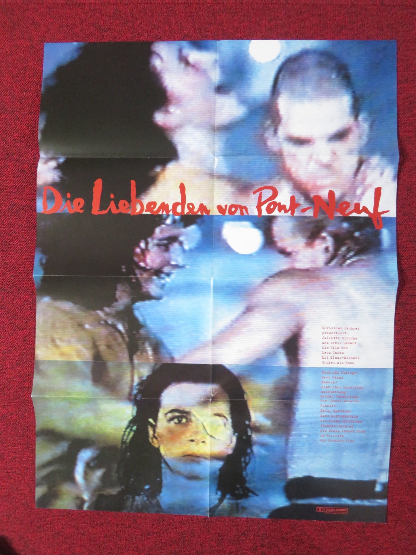 LOVERS ON THE BRIDGE - B GERMAN A1 POSTER FOLDED JULIETTE BINOCHE 1992