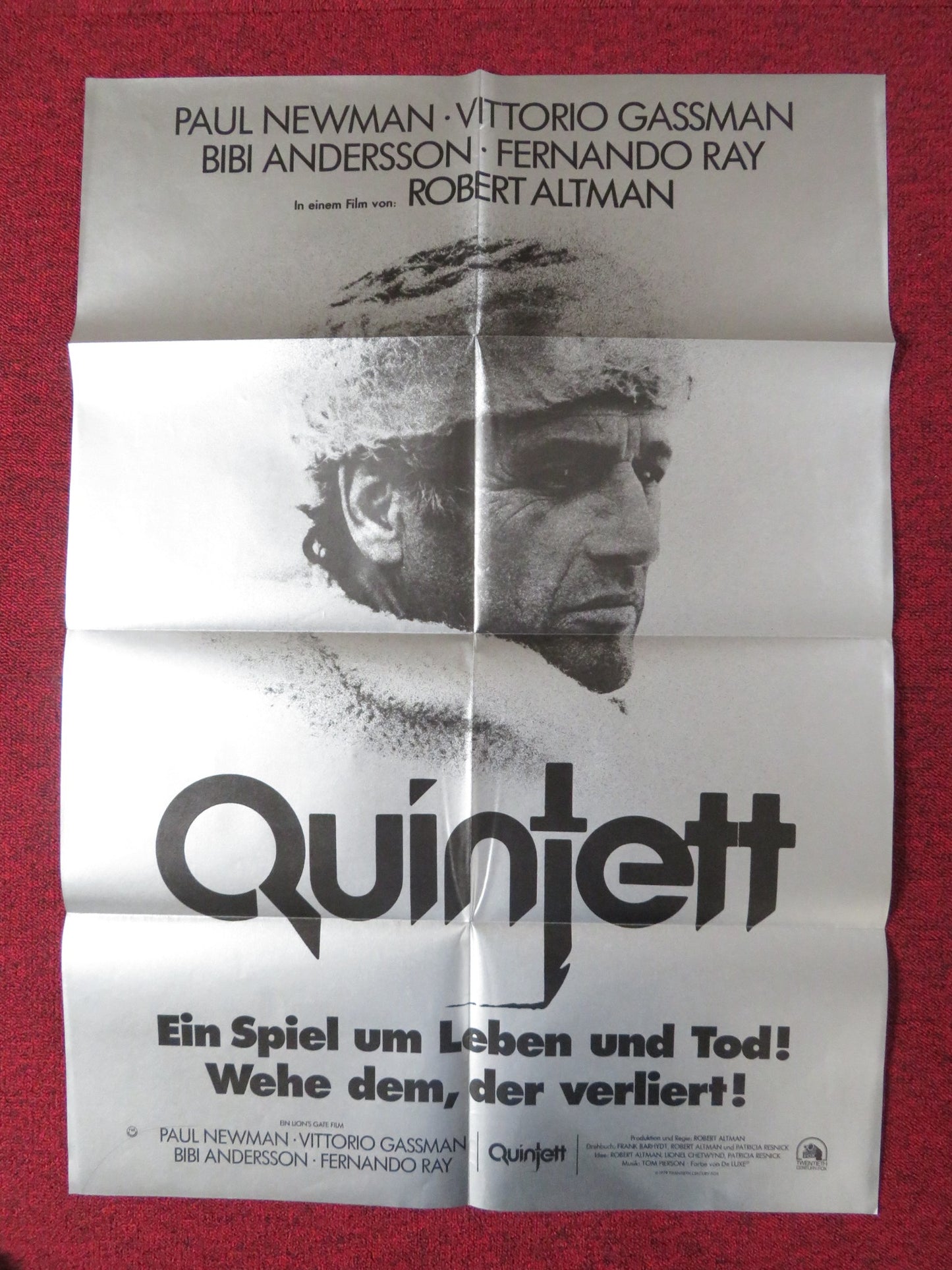 QUINTET GERMAN A1 POSTER FOLDED PAUL NEWMAN VITTORIO GASSMAN 1979