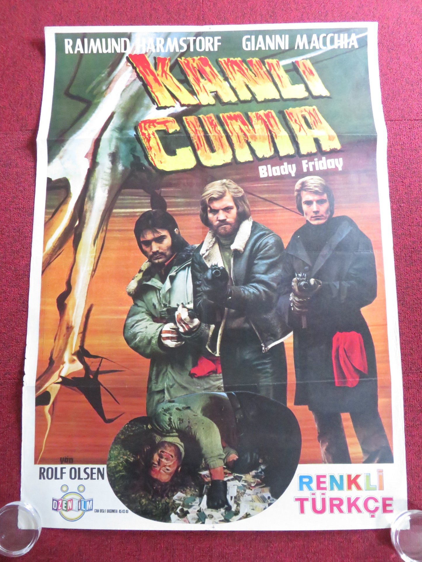 BLOODY FRIDAY TURKISH POSTER ROLLED RAYMOND HARMSTORF GIANNI MACCHIA 1972