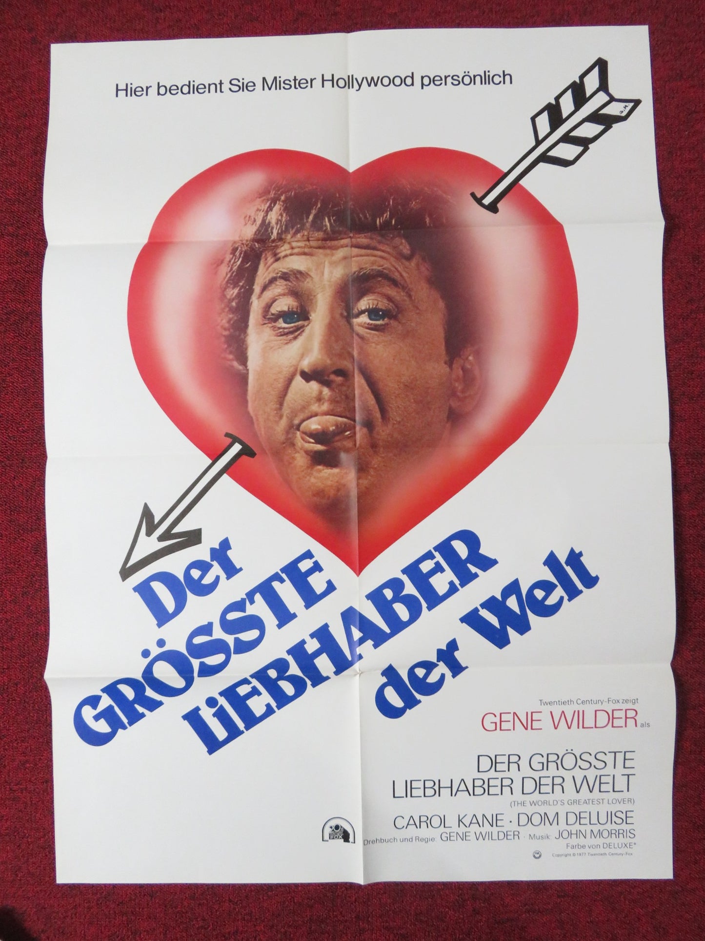 THE WORLD'S GREATEST LOVER GERMAN A1 POSTER FOLDED GENE WILDER CAROL KANE 1978